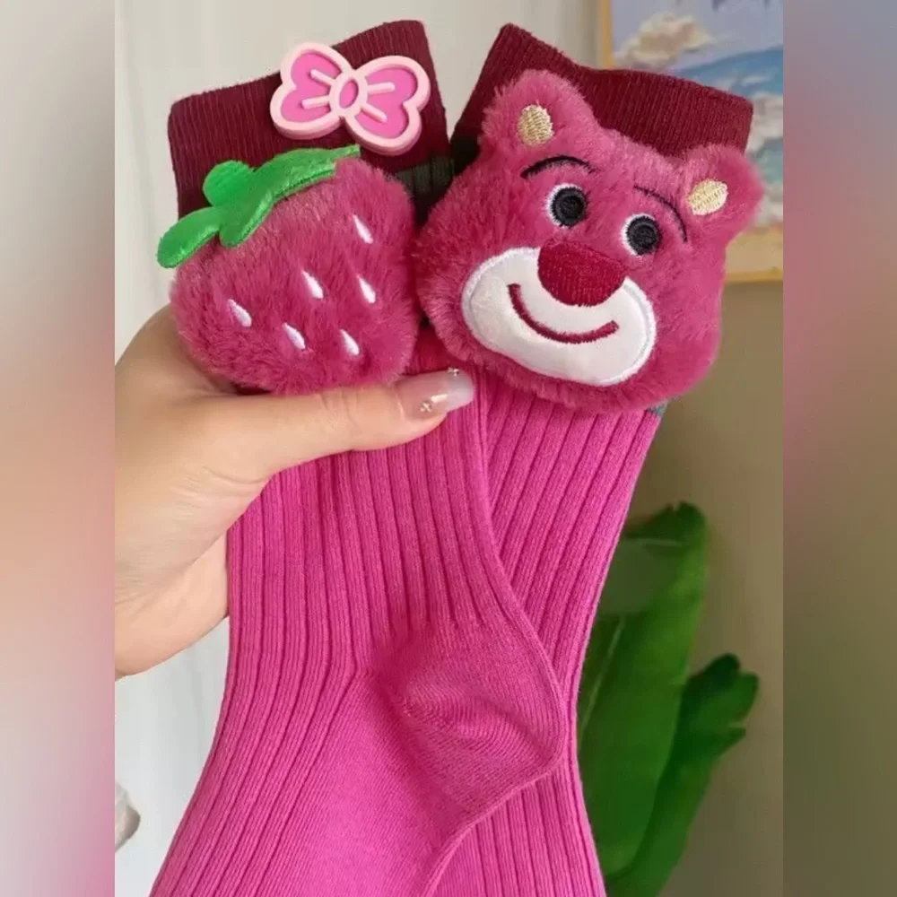 Disney Toys Story Lotso Bear Mid-calf Fashion Cartoon Anime Funny Ugly Socks NIB